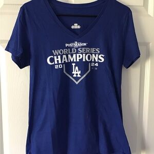 Fanatics Blue Los Angeles Dodgers 2024 World Series Champions V-Neck Tee